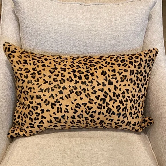 Pottery Barn Cheetah Hide Lumbar Pillow with Pottery Barn Feather